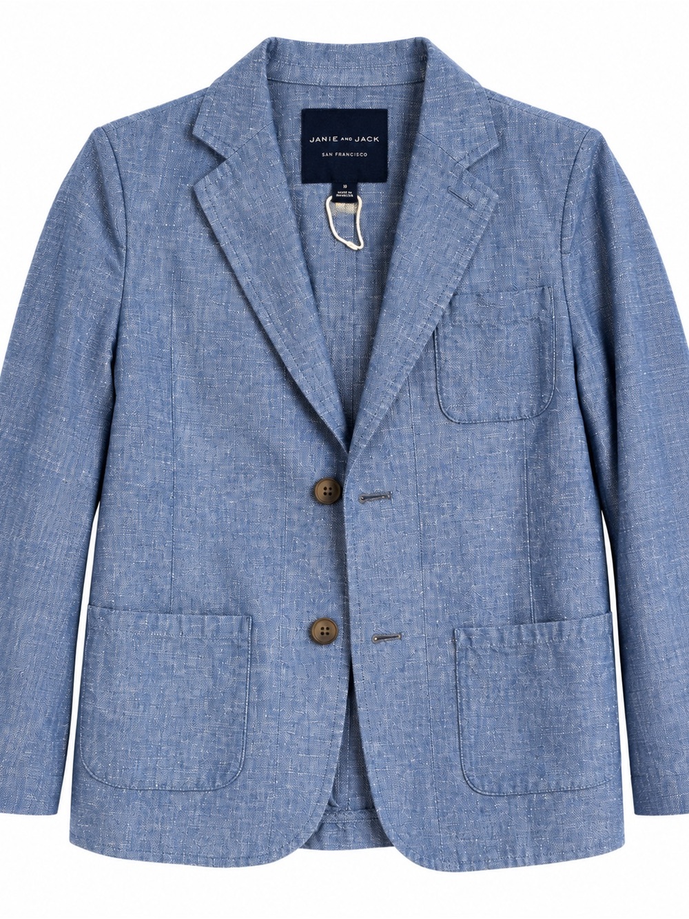 Janie and Jack Boys Blue Linen Cotton Blazer Jacket Size 10